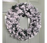 Samuel Alexander Premier Flocked Woodcote Pine Flocked Wreath 50cm in Green Samuel Alexander Green