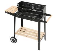 Samuel Alexander Rectangular Trolley Charcoal BBQ Grill with Shelves & Wheels 85 x 80 x 27.5cm