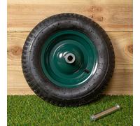Samuel Alexander Replacement 16" x 4" Pneumatic Heavy Duty Garden Wheelbarrow Wheel & Axel In Green Samuel Alexander Green