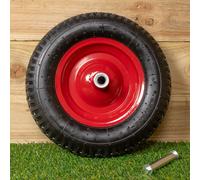 Samuel Alexander Replacement 16" x 4" Pneumatic Heavy Duty Garden Wheelbarrow Wheel & Axel In Red Samuel Alexander Red