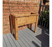 Samuel Alexander Rustic Wooden Hand Made Raised Garden Trough/Flower Bed Planter in Brown Samuel Alexander Brown