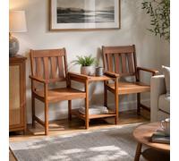 Samuel Alexander Rydal 2 Seater Wooden Indoor Love Seat with Central Table in Brown Samuel Alexander Brown