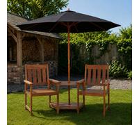 Samuel Alexander Rydal 2 Seater Wooden Love Seat & 2.7M Black Parasol Set