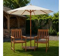 Samuel Alexander Rydal 2 Seater Wooden Love Seat & 2.7M Cream Parasol Set