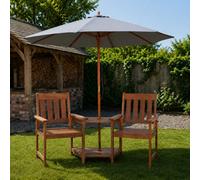 Samuel Alexander Rydal 2 Seater Wooden Love Seat & 2.7M Grey Parasol Set