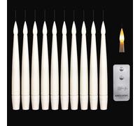 Set of 10 15cm Floating White Static Flicker Battery Candle with Remote Control in Warm White Samuel Alexander Beige One Size