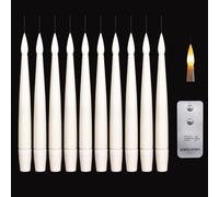Samuel Alexander Set of 10 15cm Floating White Static Flicker Battery Candle with Remote Control in Warm White in Beige Samuel Alexander Beige