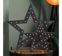 Samuel Alexander Set Of 2 Battery Operated Light Up Wooden Christmas Stars With 60 Warm White Leds