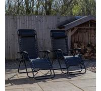 Samuel Alexander Set Of 2 Black Multi Position Textoline Zero Gravity Garden Relaxer Chair Lounger