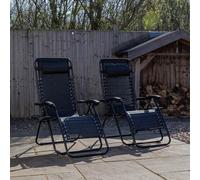 Samuel Alexander Set of 2 Black Multi Position Textoline Zero Gravity Garden Relaxer Chair Lounger Samuel Alexander Black