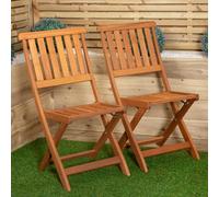 Samuel Alexander Set Of 2 Bowness Outdoor Garden Patio Wooden Slatted Folding Chairs