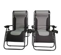 Samuel Alexander Set of 2 Luxury Padded Multi Position Zero Gravity Garden Relaxer Chair Lounger in Grey & Black Samuel Alexander Grey