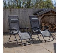 Samuel Alexander Set Of 2 Multi Position Zero Gravity Relaxer Chair Sun Lounger In Mixed Grey