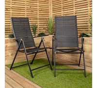 Samuel Alexander Set Of 2 Outdoor Garden Patio Multi Position Reclining Folding Chair In Black