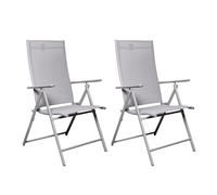 Samuel Alexander Set of 2 Outdoor Garden Patio Multi Position Reclining Folding Chair in Grey Samuel Alexander Grey