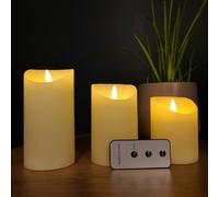 Samuel Alexander Set of 3 Battery Operated Flickering LED Candle Christmas Decoration with Timer