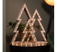 Samuel Alexander Set of 3 Battery Operated Light up Wooden Christmas Trees with Warm White LEDs in Brown Samuel Alexander Brown