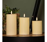 Samuel Alexander Set Of 3 Cream Wax Melted Pool Effect Candles With Timer Function And Warm White Leds