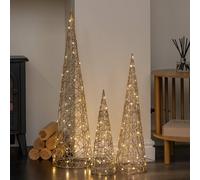 Samuel Alexander Set of 3 Gold Light Up Gold Christmas Cones Decorations Samuel Alexander Gold