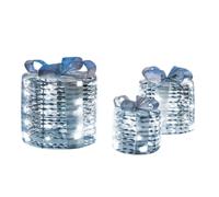 Samuel Alexander Set of 3 Silver Glitter Twist Gift Boxes with Cool White LEDs Samuel Alexander Silver