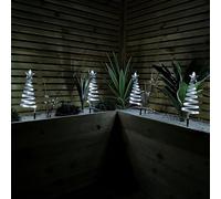 Samuel ALEXANDER Set of 4 Battery Operated LED Cool White Spiral Tree Path Lights Christmas Decoration with Timer