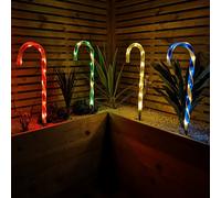 Samuel Alexander Set Of 4 Battery Operated Led Multi Coloured Candy Cane Stripe Path Lights Christmas Decoration With Timer