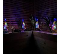 Samuel ALEXANDER Set of 4 Battery Operated LED Multi Coloured Spiral Tree Path Lights Christmas Decoration with Timer