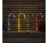 Samuel Alexander Set Of 4 Battery Operated Light Up Multi-Coloured Candy Cane Christmas Path Lights