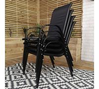 Samuel Alexander Set of 4 Outdoor Garden Patio Textilene Furniture Chairs in Black