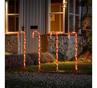 Samuel Alexander Set Of 4 Xl Light Up Red & White Stripe Christmas Candy Cane Garden Stakes With Leds
