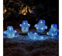 Samuel Alexander Set Of 5 Acrylic Light Up Led Penguins Christmas Penguin Decorations Battery Powered