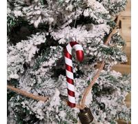 Samuel Alexander Set Of 6 12Cm Glass Red And White Stripe Candy Cane Christmas Tree Decorations