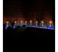 Samuel Alexander Set of 8 Battery Operated LED Multi Coloured Snowflake Path Lights Christmas Decoration with Timer