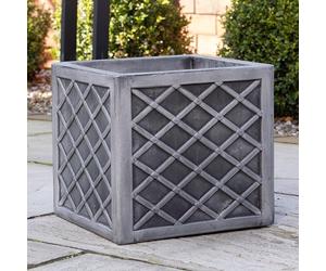 Samuel ALEXANDER Small Lazio Square Grey Pewter Garden Planter 32cm H x 32cm W
