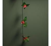 Samuel Alexander Snowtime Indoor Outdoor 100 Christmas LED Red Berry & Holly Lights Green Cable Samuel Alexander Red