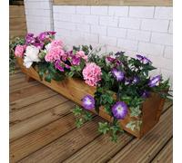 Samuel Alexander Tom Chambers Hand Made 87cm x 28cm Traditional Rustic Wooden Large Garden Trough Flower Bed Planter in Brown | Size: 87 cm x 28 cm Samuel Alexander Brown 87 cm x 28 cm