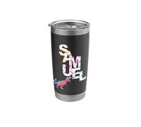 Samuel - Cool Boys Name with Colorful Retro Pixel Dinosaurs Stainless Steel Insulated Tumbler