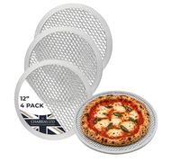 Samuel Groves 12 Inch Aluminium Mesh Pizza Screens 4 Pack, Heavy Duty Baking Trays for Oven Use, Crisp Base Cooking, 305 mm, Durable Non Stick Mesh Pans for Home Kitchen and Professional Results