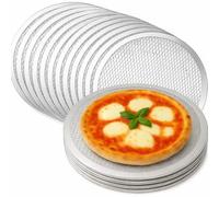 Samuel Groves 16 Inch Aluminium Mesh Pizza Screen 12 Pack, Heavy Duty Baking Tray for Crisp Base Cooking, Durable Non Stick Mesh Pan for Ovens, Ideal for Home Kitchens and Professional Use