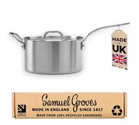 Samuel Groves 16cm Stainless Steel Saucepan with Lid, Tri-Ply Induction Sauce Pan, Oven Safe Professional Cookware, Uncoated Metal Pan for Gas, Electric & Ceramic Hobs, (Non-Stick, 26cm)