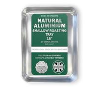 Samuel Groves 18" Professional Aluminium Shallow Roaster - Made in England - 47 x 36 x 4cm - Non-Toxic, Natural Uncoated Aluminium Roasting Tin - Bakewell Pan (Shallow Roasting Tray, 18")