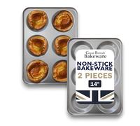 Samuel Groves 2-Pack 6 Cup Yorkshire Pudding Tray, 36 cm Non-Stick, UK Made | England-made carbon steel, 2 x 6-cup 36 x 25 cm trays, ILAG 2-coat non-stick, BPA & PFOA free, oven, fridge and freezer safe.