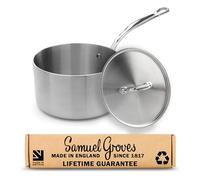 Samuel Groves 20cm Stainless Steel Saucepan with Lid, Tri-Ply Induction Sauce Pan, Oven Safe Professional Cookware, Uncoated Metal Pan for Gas, Electric & Ceramic Hobs, Made in England Since 1817