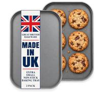 Samuel Groves 24cm Non-Stick Oven Trays, 2 Pack, for Some Air Fryers | Two steel oven trays, each 24.1 x 16.5 x 0.8cm. For some air fryers; check basket clearance. Made in England