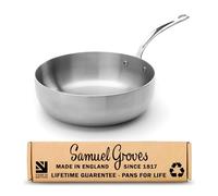Samuel Groves 26cm Stainless Steel Tri-Ply Chef’s Pan - Long Handle - Fully Clad Professional Cookware, Induction & Oven Safe, Durable Stainless Steel - Made in England, Oldest UK Cookware Company