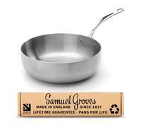 Samuel Groves 28cm Stainless Steel Tri-Ply Chef’s Pan - Long Handle - Fully Clad Professional Cookware, Induction & Oven Safe, Durable Stainless Steel - Made in England, Oldest UK Cookware Company