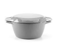 Samuel Groves 4L Cast Iron Casserole Dish with Lid - 24.5cm Round Enamelled Dutch Oven Pot - 2-in-1 Sizzler Lid, Induction & Oven Safe - Family Size Stew Pot for Bread Baking, Curries & Slow Cooking