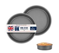 Samuel Groves 7in Non-Stick Sandwich Tins, Straight Sided, 2 Pack, UK Made | Two fixed-base carbon steel tins: 17 cm internal diameter, 18 cm external diameter and 4 cm depth per tin.