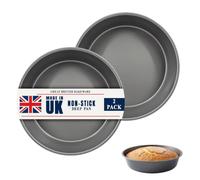 Samuel Groves 8 Inch Deep Sandwich Cake Tins, Non-Stick, Pack of 2 | 20 cm internal diameter, 21 cm external diameter and 4.5 cm height; carbon steel with a fixed base for layered sponge cakes.