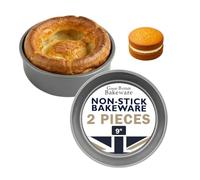 Samuel Groves 9 Inch Deep Sandwich Cake Tins, Non-Stick, UK Made, 2 Pack | 23.5 cm internal diameter, 25 cm external diameter and 5 cm depth; double coated non-stick carbon steel with a fixed base.